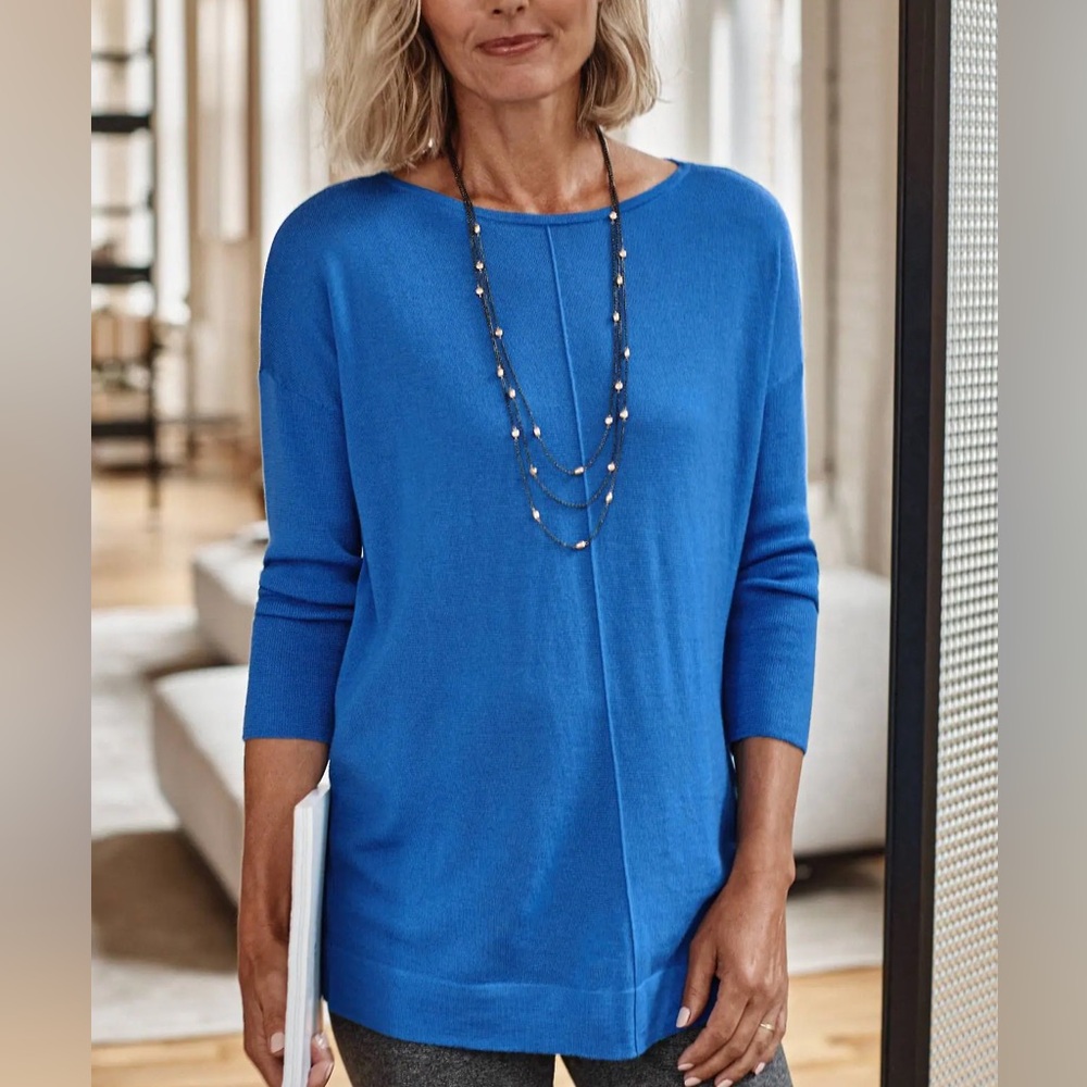 J. Jill Vibrant Blue Knit Top/Light Merino Sweater